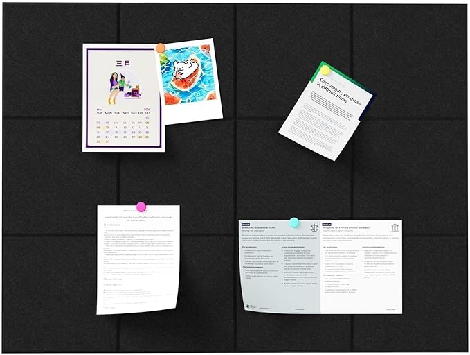 Large Cork Boards for Walls – 48" x 36" Self Adhesive Felt Wall Tiles, Ideal for Office Black Bulletin Board, Easy to Install Pin Board Photo Dart Board Wall Protectors