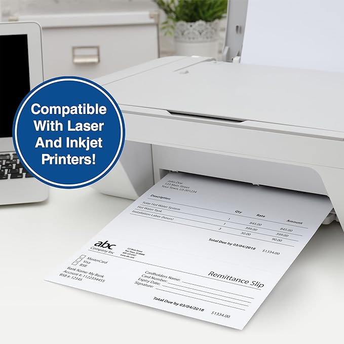 PrintWorks Professional 3 1/4" Horizontal Perforated Paper 8.5” x 11” - Perfect For W-2, 1099, & Statement Use - Made in the USA - 500 Sheets - 20 lb - Printer Compatible - White (04115)
