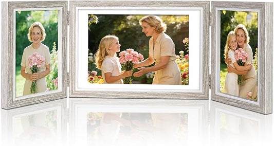 ZEEYUAN 4x6 & 5x7 Desktop Hinged Foldable Picture Frame Gifts for Mom Mother, Mothers Day Photo Frame Gifts for Mom from Daughter Son, Collage Multiple Picture Frames Desk Display with Glass Front