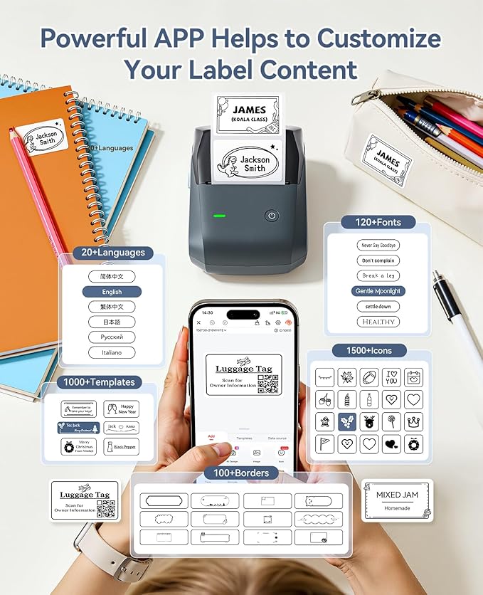 NIIMBOT B1 Pro Label Maker with 3 Roll Labels, 300 DPI HD Bluetooth Thermal Label Printer for Home Office Small Business Organization, for DIY Crafts, Scrapbook, Photos, Meomo