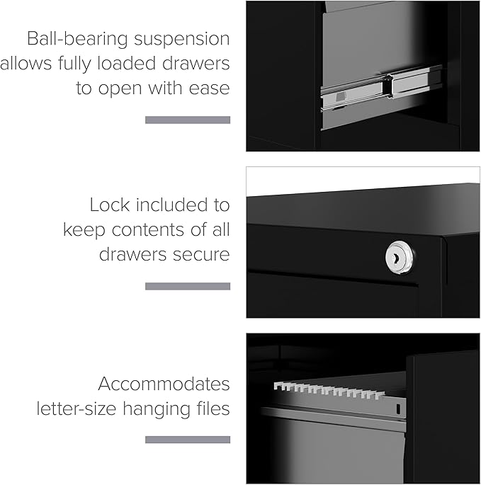 Hirsh Industries 25" Deep Commercial 4 Drawer Letter Size High Side Vertical File Cabinet Color: Black