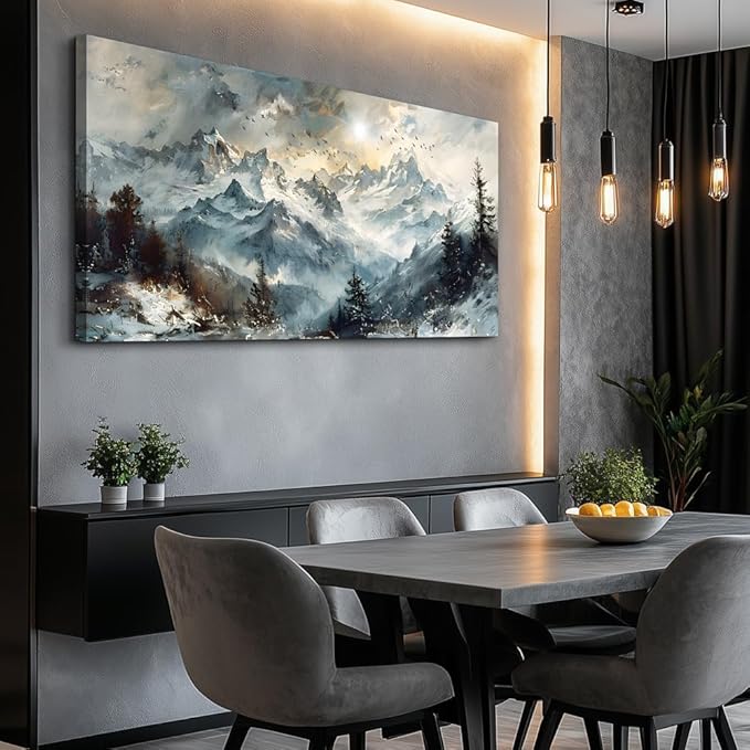 KELIYUAN Large Wall Art For Living Room Canvas Wall Decor For Office Abstract Mountain Landscape Pictures Artwork Framed Wall Paintings Modern Bedroom Dormitory Home Decoration Aesthetic 24x48in