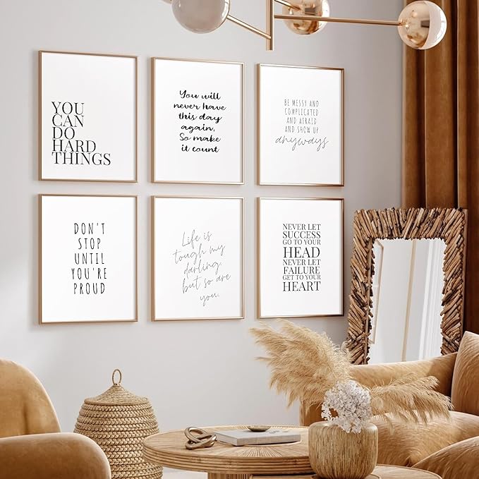Office Inspirational Wall Art Decor Motivational Quotes Canvas Wall Art Positive Classroom Posters Pictures Office Inspirational Work Artwork for Women Home Bedroom 8x10 Inch Unframed Set of 6
