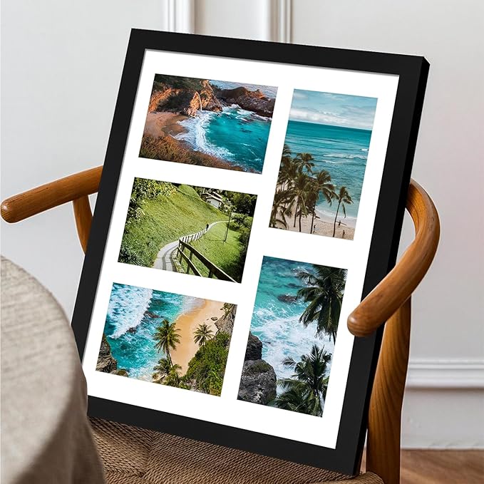11x14 Collage Picture Frame, Displays 5Pcs 4x6 Photos with Mat or 1Pcs 11by14 Picture without Mat for Wall Hanging, Picture Frames Collage Wall Decor, 1 Pack