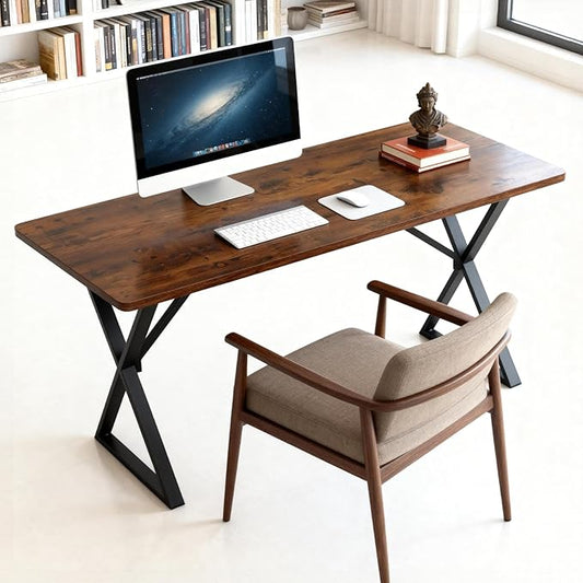 Heavy Duty Office Desk Industrial Grade Computer Desk with 1" Thick Desktop & 1 mm Reinforced Metal Frame Sturdy Workstation for Home Office Gaming Dorm 47.2" W x 23.7" D x 29" H