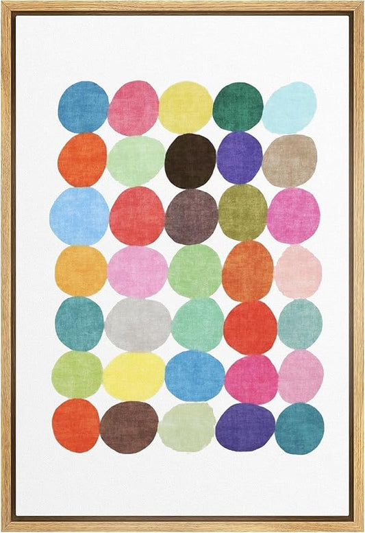 IDEA4WALL Framed Canvas Print Wall Art Rainbow Circle Array Geometric Shapes Illustrations Modern Art Mid-Century Modern Ultra for Living Room, Bedroom, Office - 16"x24" Natural
