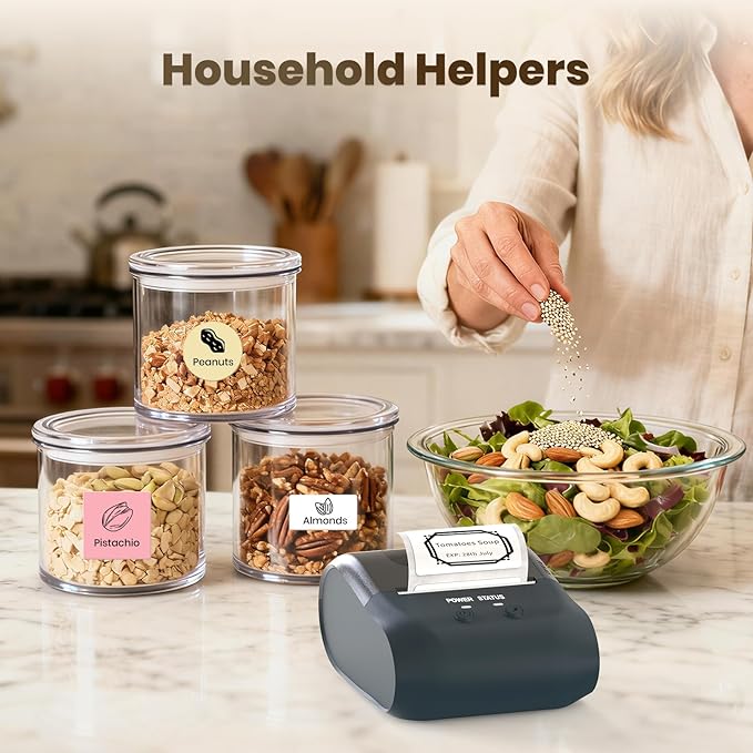 Bluetooth Label Maker Machine Portable Thermal Printer Wireless Inkless Labeler for Small Business Home Office Compatible with iOS Android Mobile (No Labels Included)