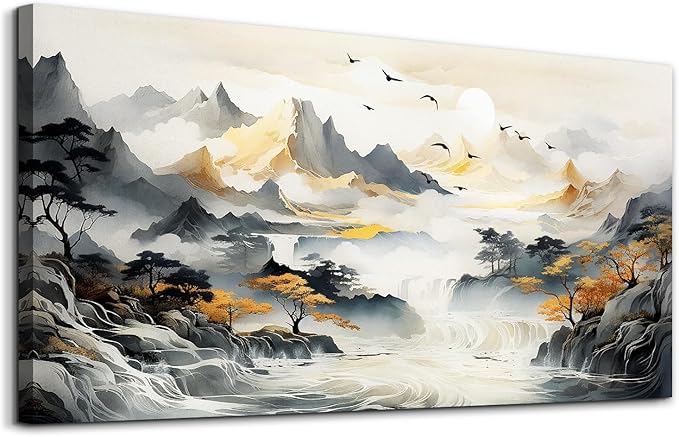 hyidecorart Large Size Wall Decor for Living Room Wall Art For Office Bedroom Modern Decorations Abstract Pictures Stretched and Framed Canvas Art Mountain Landscape Wall Paintings Poster