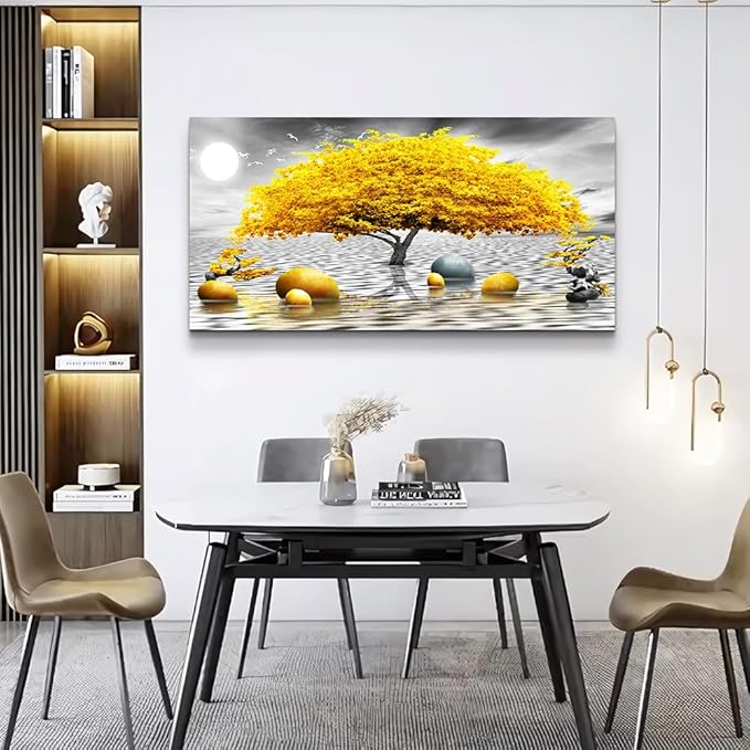 Wall decorations for living room Canvas Wall Art for bedroom Abstract wall decor Black and white Canvas Art Yellow tree paintings bathroom Home Decoration Hang Pictures Office large Wall Artworks