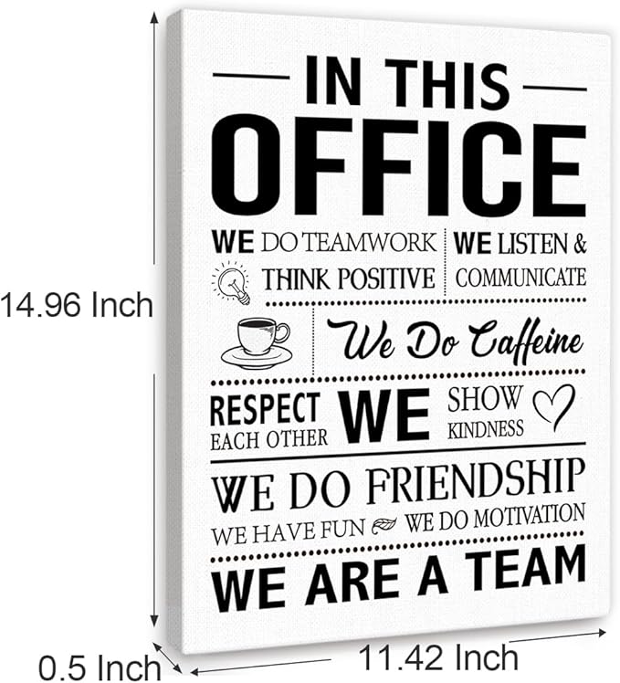 In This Office Wall Decor,Positive Team Quote We Are A Team Wall Art Canvas Framed for Office Workplace Wall Decor 12 x 15 in