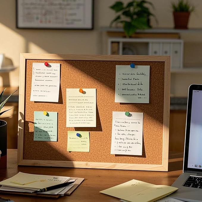 10 Pack Cork Board Tiles, 12 x 12 x 1/2 inch Bulletin Board Cork Panels, Cork Tiles with Self Adhesive for Wall Pictures, Notes, Office, Room, Home Decor