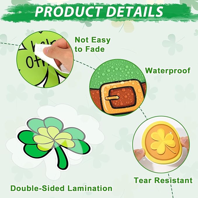 St. Patrick's Day Bulletin Board Set Inspirational Shamrock Classroom Decoration Lucky Shamrock Bulletin Board Leprechaun Gold Coin Cutouts for Irish Holiday Classroom Nursery Chalkboard Wall Decor