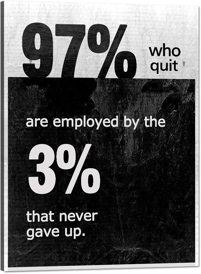 Yatsen Bridge Entrepreneur Motto Inspirational Office Canvas Art Modern 97% Who Quit are Employed by The 3% That Never Gave up Motivational Quote Posters Easy to Hang for Office Decor - 18''Wx24''H