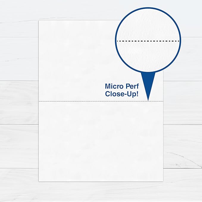 PrintWorks Professional Half Sheet Perforated Paper 8.5” x 11” - Perfect For W-2, 1099, & Statement Use - Made in the USA - 500 Sheets - 24 lb - A5 Paper - Printer Compatible - White (04118)