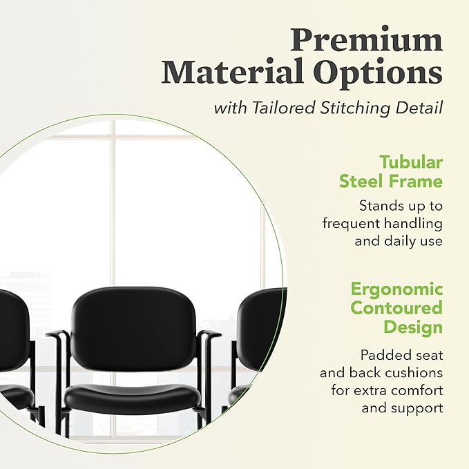 HON Scatter Office Chairs for Guests, Lobby, Offices, Waiting Room Chairs, Fabric Stackable Seating with Arms, Comfy Desk Seating, Black