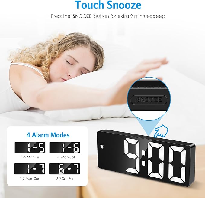 AMIR Digital Alarm Clock, Upgraded Small Digital Clock, Digital Clock Large Display, Dimmable Snooze DST 12/24H, Desk Clock for Home School Office