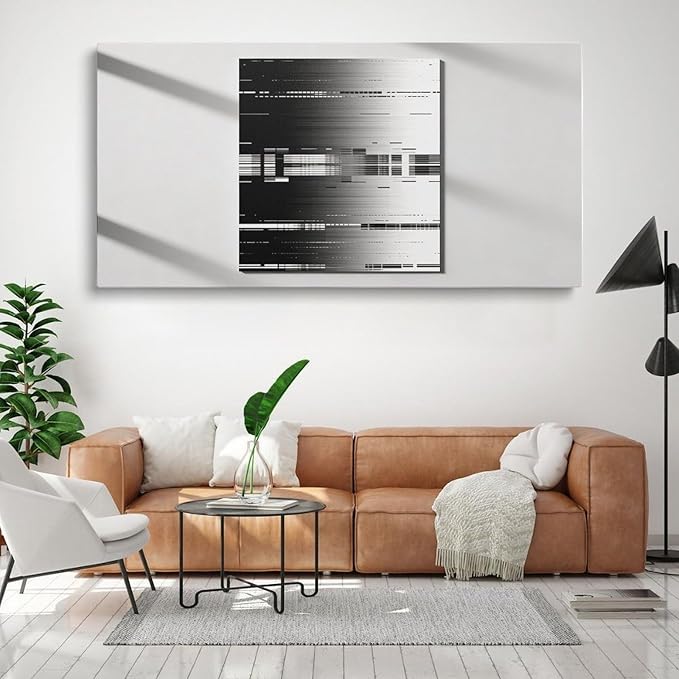 Black Abstract Framed Canvas Wall Art for Office, Minimalist Modern Wall Decor 24" L x 12" W