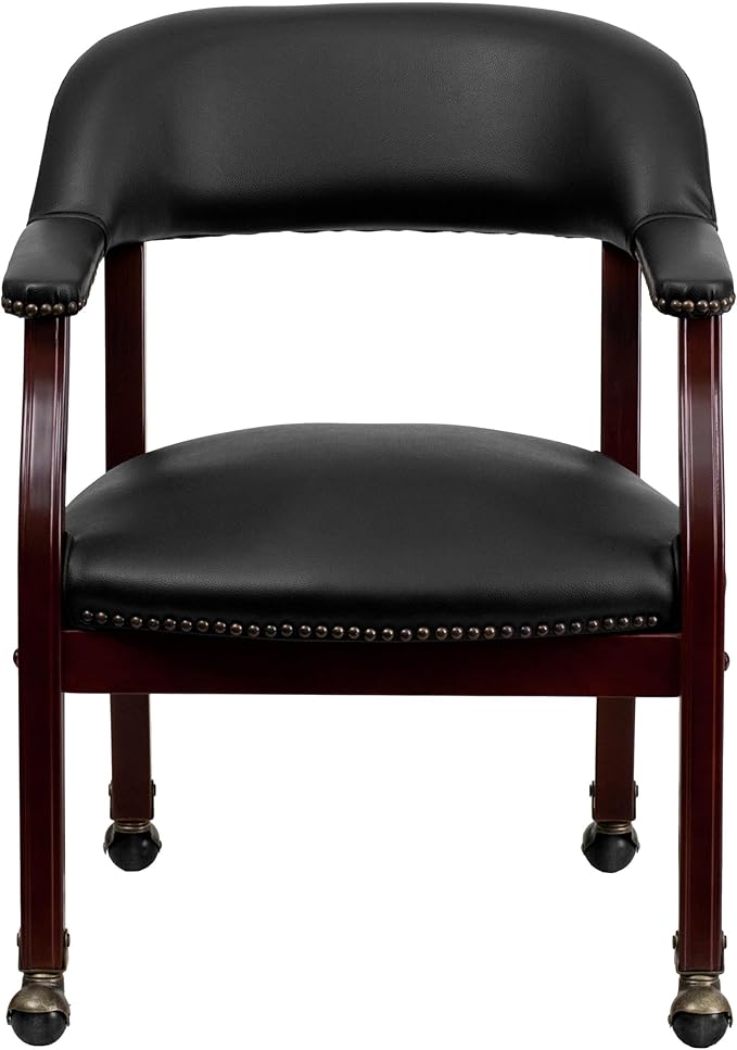 Flash Furniture Sarah Black Vinyl Luxurious Conference Chair with Accent Nail Trim and Casters
