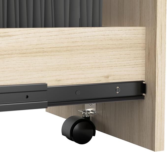 Bush Business Furniture 3 Drawer Rolling File Cabinet, Under Desk Storage, Office in an Hour Collection, Natural Elm