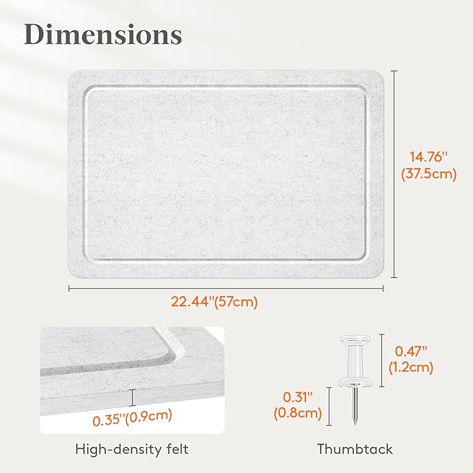 Lifewit Cork Board Alternative, 22.4"x 14.8" Bulletin Board with Self-Adhesive, Foldable Decorative Felt Pin Board Vision Board Message Board with 20 Pushpins for Office Wall Decor, Room Decor, Gray