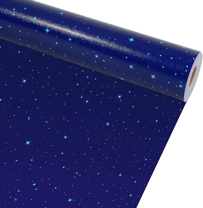 Outer Space Bulletin Board Roll Reusable Waterproof Erasable Blue Night Sky Board Galaxy Fabric Bulletin Board Fadeless Night Sky Background Galaxy Poster for Classroom Decor Wrap Craft 15.5" x20ft