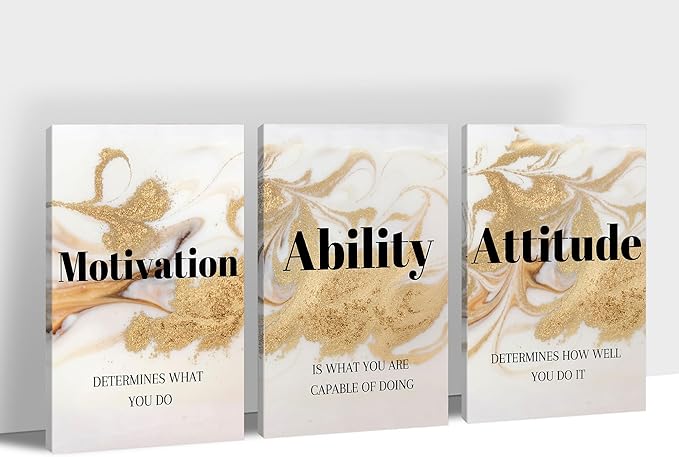 3 Piece Canvas Wall Art - Abstract Wall Decor, Motivational Quotes Canvas Print Pictures Wall Decor, Men Women Inspirational Framed Artwork Home Office Decor 16"x24" x 3 Pcs