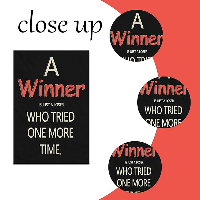 Inspirational Poster Wall Art Office Decor Winner Motivational Quotes Print on Canvas Positive Energy Picture Painting Artwork for Modern Home Living Room Workplace Gym Ready to Hang [24''Wx36''H]