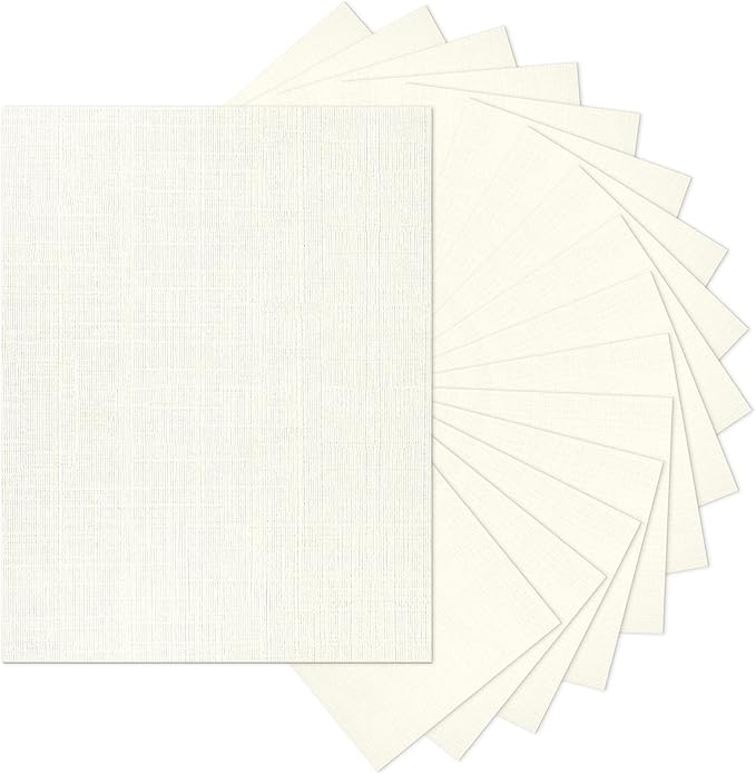 8.5 x 11 Ivory Textured Cardstock Linen Paper, Goefun Light Cream Cardstock Wedding Invitation Cards 80 lb Linen Paper for Printing, Invitations, Arts & Crafts and Business Cards, 100 Pack