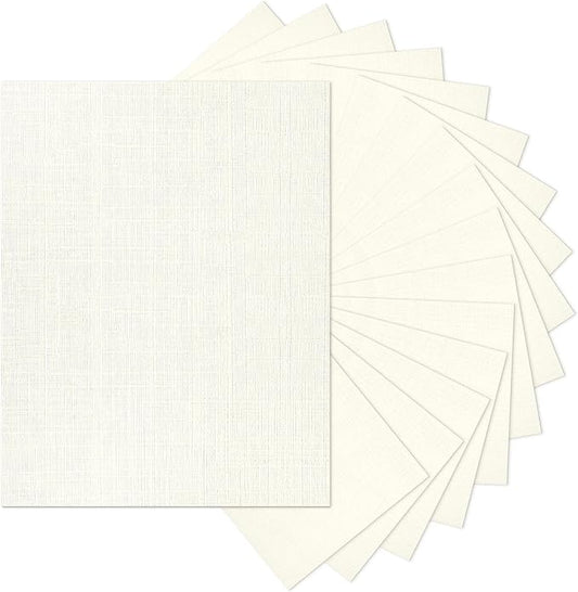 8.5 x 11 Ivory Textured Cardstock Linen Paper, Goefun Light Cream Cardstock Wedding Invitation Cards 80 lb Linen Paper for Printing, Invitations, Arts & Crafts and Business Cards, 100 Pack