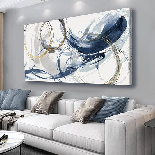 Sxurmtiie Canvas Wall Art Abstract Art Paintings Blue Fantasy Colorful Graffiti on White Background 36inchx71inch Modern Artwork Wall Decor for Living Room Bedroom Kitchen