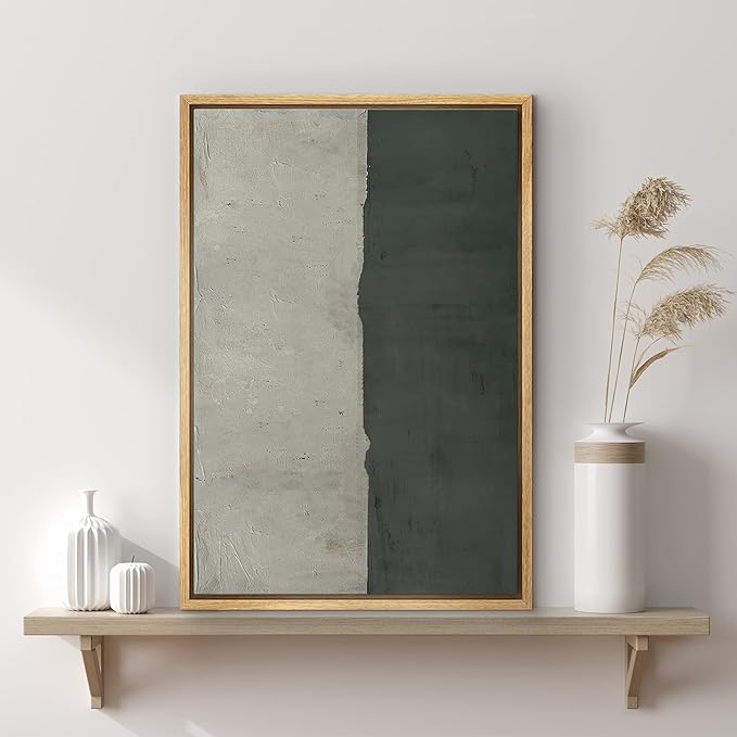 SIGNWIN Framed Canvas Print Wall Art Duotone Dark Watercolor Pastel Color Field Abstract Shapes Illustrations Modern Art Decorative Contemporary Chic for Living Room, Bedroom, Office - 24"x36" NATURAL