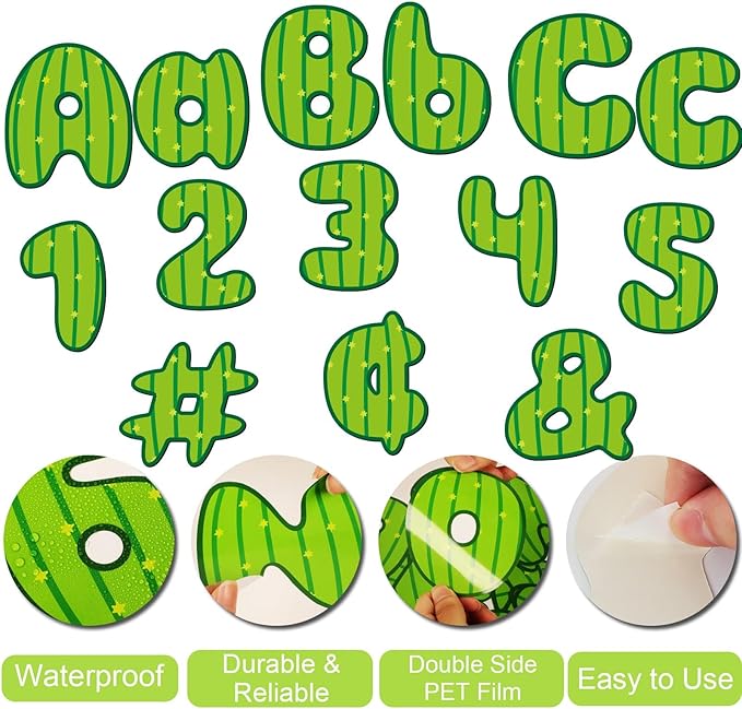 260 Pcs Bulletin Board Letters for Classroom 4” Letters Combo Pack Set Cactus Classroom Decorations Alphabet Numbers Symbols Letters for Bulletin Board Punch Out Ready Cutouts Card for Classroom Decor