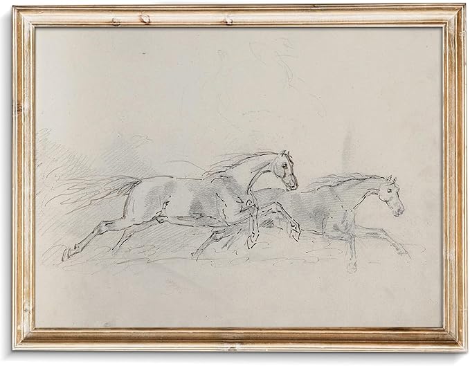 uniro Vintage Equestrian Sport Wall Art Print Horse sport sketch Neutral Retro Wall Art for Home Decor Farmhouse Animal Farm Drawing Horse Lover Gift -8" x 10"-UNFRAMED
