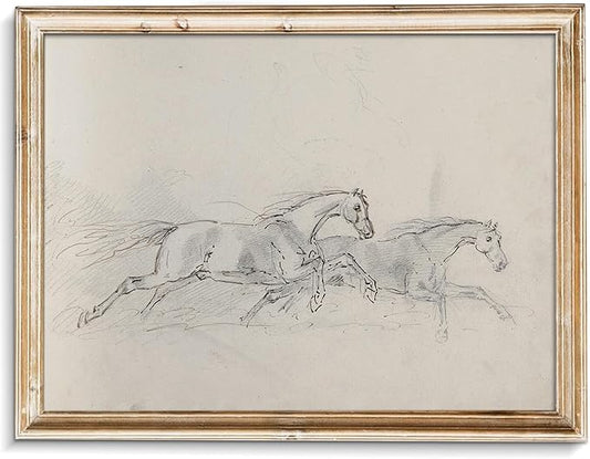 uniro Vintage Equestrian Sport Wall Art Print Horse sport sketch Neutral Retro Wall Art for Home Decor Farmhouse Animal Farm Drawing Horse Lover Gift -8" x 10"-UNFRAMED
