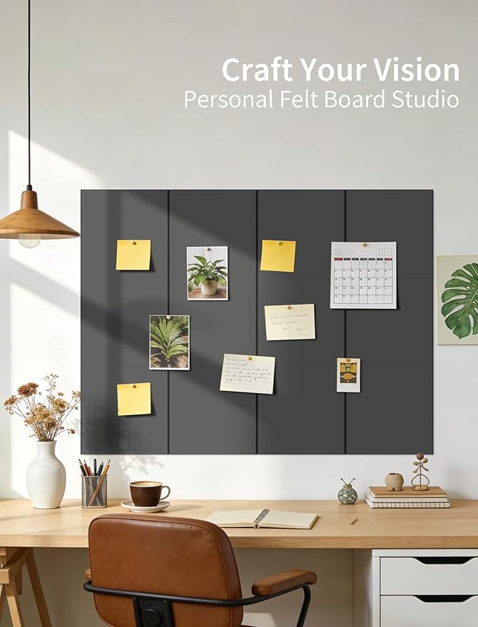 Large Bulletin Board 48"x36" Cork Boards for Walls, 12 Pack Felt Wall Panels Photo Board, Cork Board for Office Home Pin Board