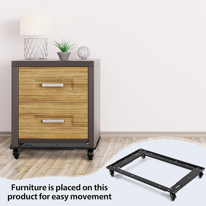 Adjustable Lateral Files and Storage Cabinet Dolly Large Commercial Adjustable Cabinet File Dolly for Home Office, Long30''-42'', Width18''-25''