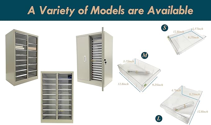 File Cabinet Parts Cabinet Plastic Drawer Storage with Clear Drawers 6 Large and 18 Small Combination for Documents Makeup Nail Salons Offices Bolts Nuts Legos Beads Lateral