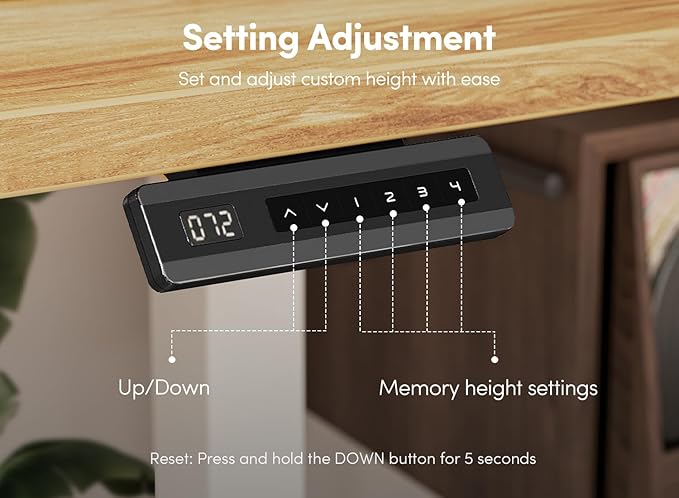 FEZIBO 40 x 24 Inch Height Adjustable Electric Standing Desk with Double Drawer, Computer Desk, Home Office Stand Up Table with 4 Height-Adjustable Feets & 2 Hooks, Light Rustic
