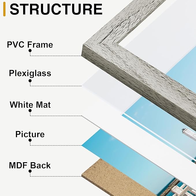 decorUhome Picture Frames Collage Wall Decor for Photo Gallery Display, Assorted Picture Frames set of 10 Including Two 8x10 / Four 5x7 / Four 4x6 for Family Wall Decor, Grey, 10 Pack