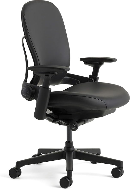 Steelcase Leap Office Chair - Ergonomic Work Chair with Wheels for Carpet Flooring - Work Chair Supports Unique Body Shape - with Natural Glide System & Liveback Technology - Black Leather