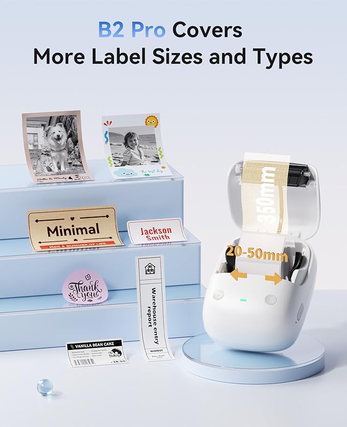 NIIMBOT B2 PRO Label Maker Machine, 300DPI HD Thermal Photo Label Printer, Support Red -Black Dual Color Printing, Sticker Printer for Home, Business and Office
