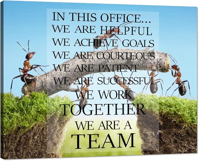 Modern Inspirational Wall Art Ants Constructing Bridge Motivational Posters Entrepreneur Office Wall Decor for Home Office Decor - 18''Wx24''H