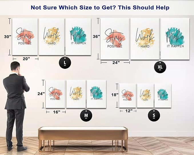 SHMAO Office Canvas Wall Art Motivational Wall Decor, 3 Piece Stay Work Make Print Pictures for Office Wall Decor Women Inspirational Framed Artwork Home Office Decor 16”x24”x3 Panels