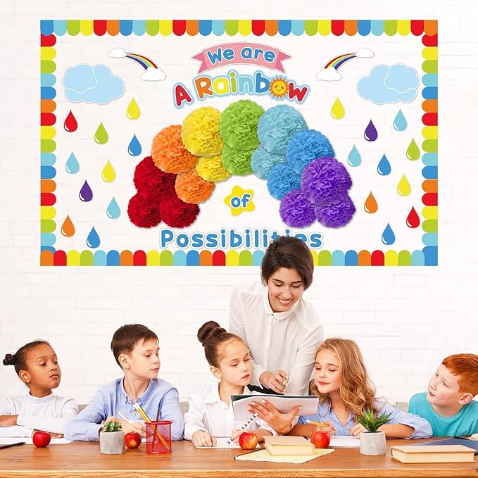 3D We are A Rainbow of Possibilities Bulletin Board Decorations Colorful Rainbow Bulletin Board Motivational Rainbow Themed Classroom Decor for Back to School Chalkboards Wall