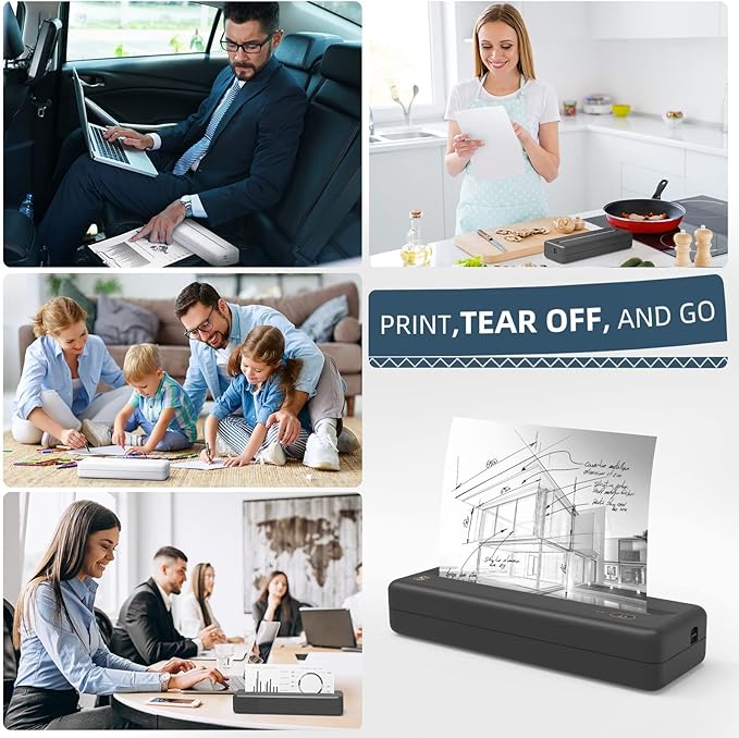 HPRT MT810 Wireless Portable Printer – Bluetooth Thermal Inkless Printer for Travel, Mobile Office, School and Home – Compatible with iOS, Android (Black)