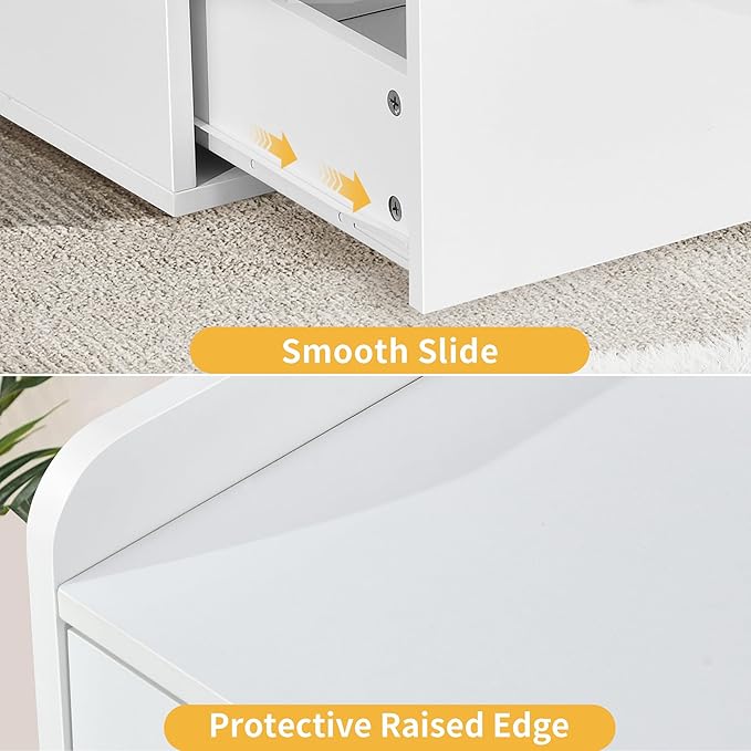 DWVO File Cabinet with Charging Station, 2 Drawer Lateral Filing Cabinet with Storage, Large Printer Stand for Home Office Living Room, Fits A4 Legal Letter Documents, White