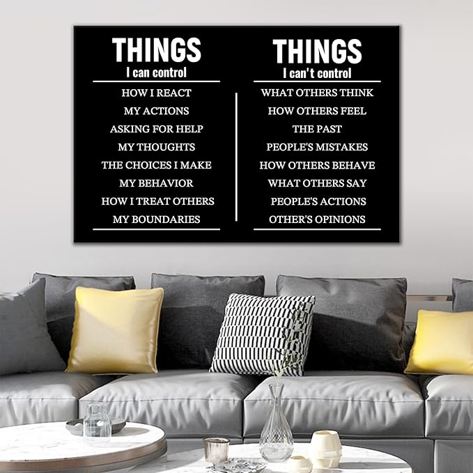 Things I Can Control Motivational Office Wall Art Inspirational Poster Print Quotes Picture Painting Positive Wall Decor for Home Men Workplace Hallway Canvas Artwork Ready to Hang [24''Wx36''H]