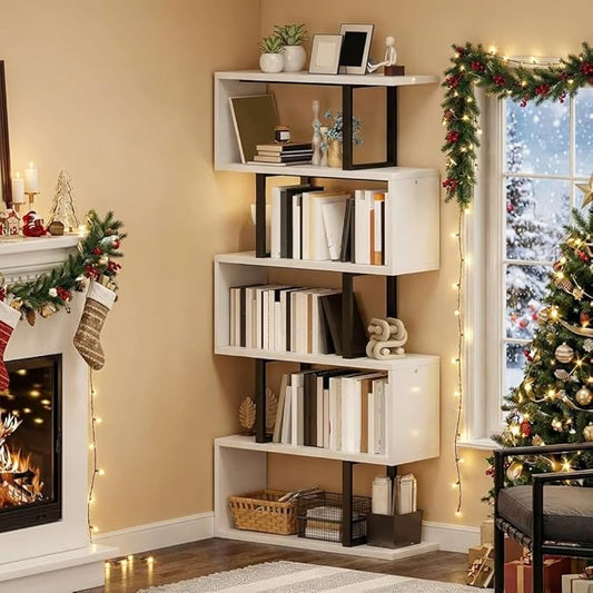 YITAHOME Tall Bookshelf Modern Book Shelf 6 Tier Bookcase, Open Display Storage Rack Shelves for Living Room/Bedroom/Home/Office/Kitchen, White