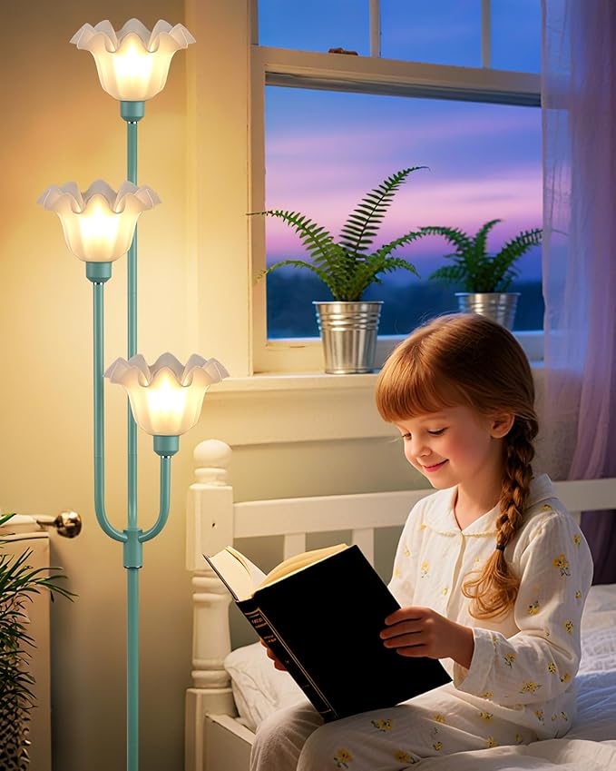 Lightdot 66IN Flower Floor Lamp 3-Lights Vintage Floor Lamps with 3000K Warm White Bulbs Included for Wedding Party Modern Tall Standing Lamp for Living Room/Bedroom/Sofa Beside/Corner Decor