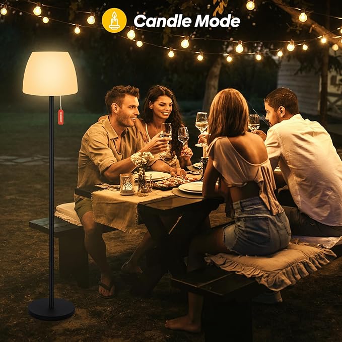 Qnkaa Outdoor Floor Lamp Solar Outdoor Lamps for Patio Waterproof Shower Lamp,LED Cordless Floor Lamp with Light Sensor,Rechargeable Dimmable Floor Lamp Warm White+RGB Solar Lamp for for Garden